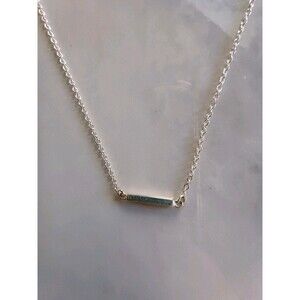 Sterling Silver 925 Bar Pendant Necklace Minimalist  Adjustable